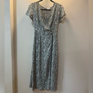 Green floral midi dress